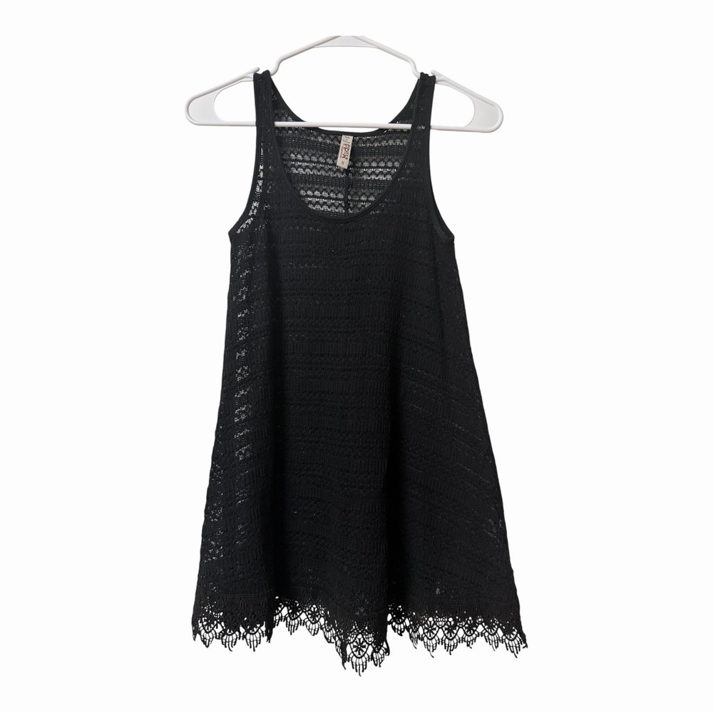 Mudd Black Crochet Knit Tunic Tank Top